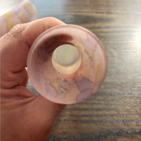 Vintage Hand Crafted Vase & Flute Glass Bundle |Pink, Yellow, Blue, Green Colors - Picture 5 of 7